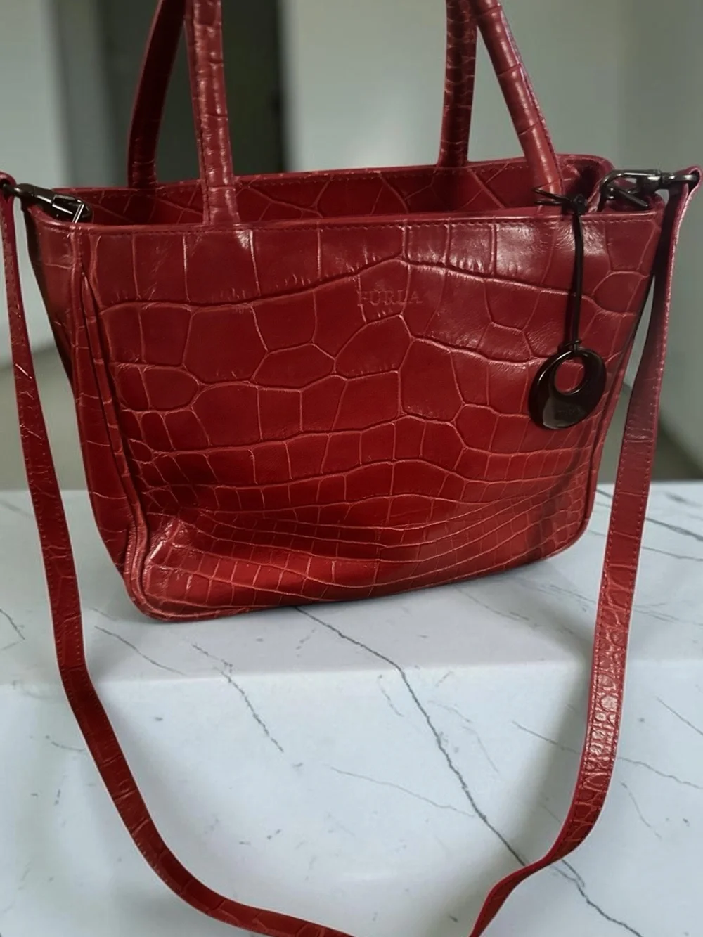 Furla structured croc